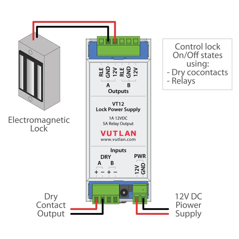 VT12 Relay Module, power supply controlled using dry contacts