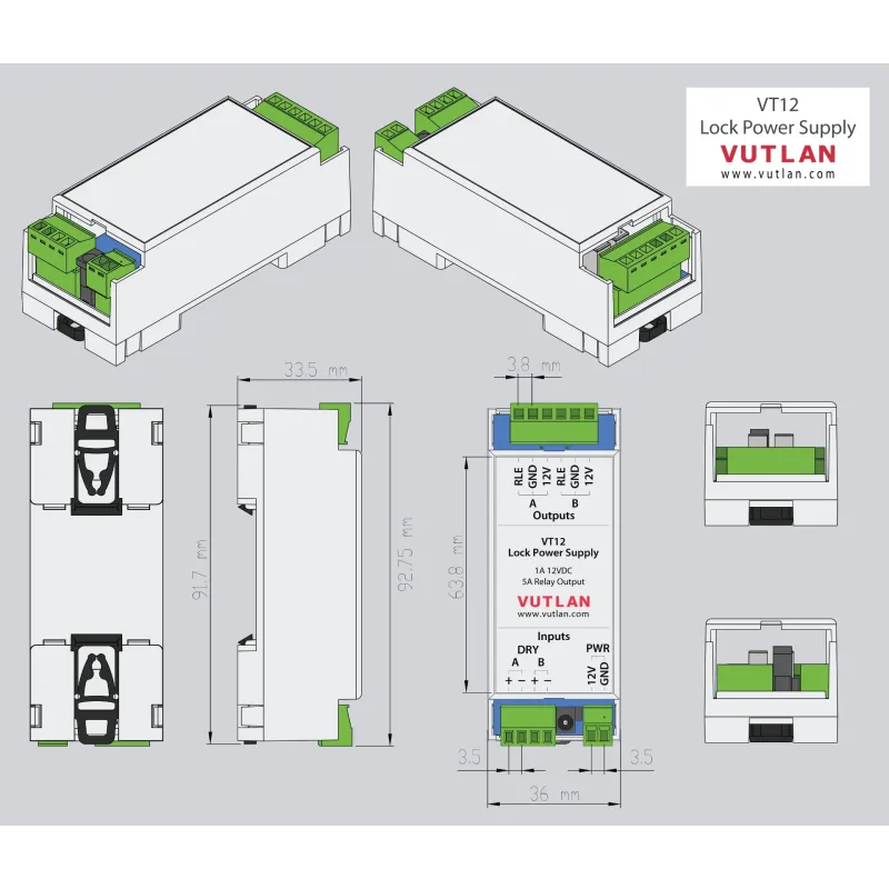 VT12 Relay Module, power supply controlled using dry contacts