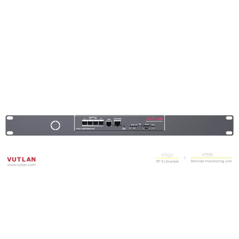 Simple 19" 1U rack panel for VT335i or VT335t monitoring unit